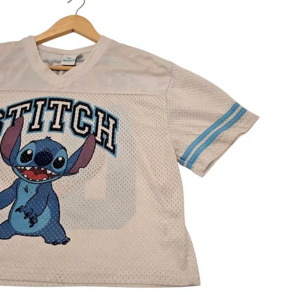 Disney Lilo & Stitch Cropped Jersey, White Women's Size Medium, Pre-owned - Picture 4 of 8